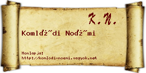 Komlódi Noémi névjegykártya